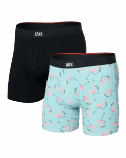 Saxx Vibe Xtra (2 Pack) Soft Comfort Boxer Brief - Drinko Flamingo/Black
