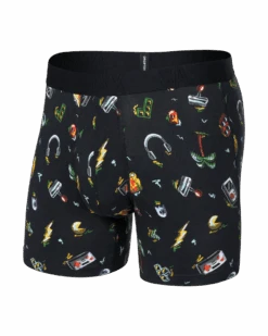 Saxx DropTemp® Cooling Cotton Boxer Brief - Gamer's Paradise - Black