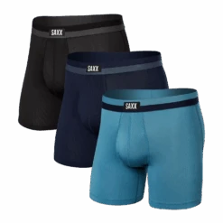 Saxx Sport Mesh Boxer Brief 3 Pack - Hydro/Maritime/Black