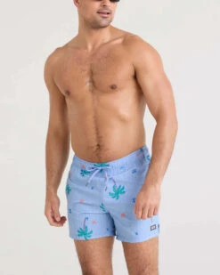 Saxx Oh Buoy 2N1 Stretch Swim Volley 5" - Palmtastic Bel Air Blue