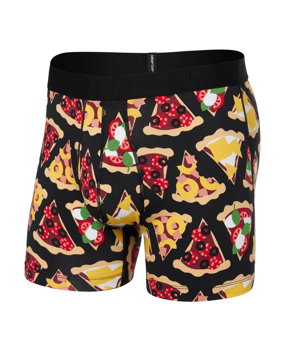 Saxx DropTemp Cooling Boxer Brief - Any Way U Slice It-Black 1 Saxx DropTemp Cooling Boxer Brief - Any Way U Slice It-Black