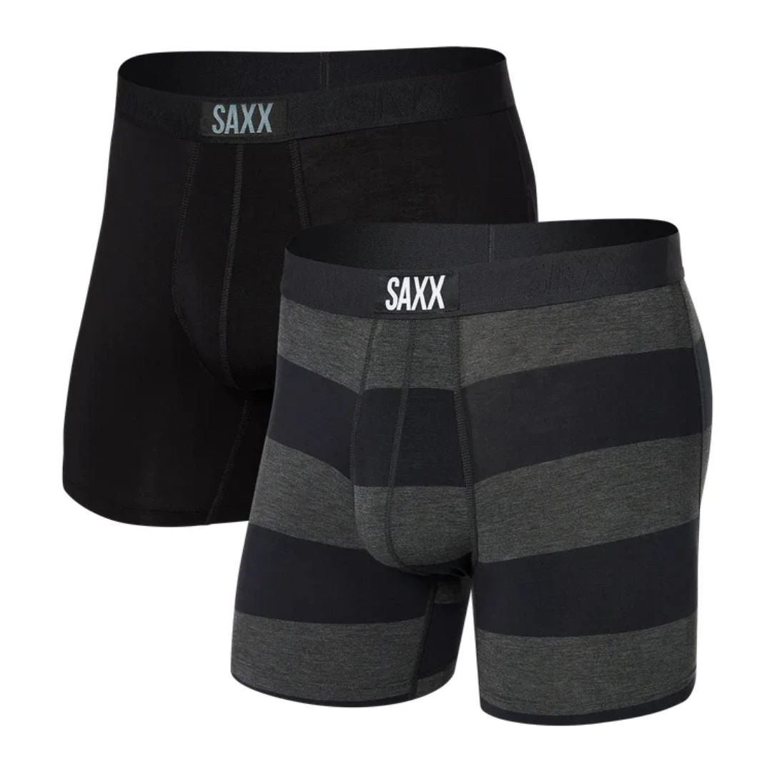 Saxx Vibe Boxer Brief | 2 Pack (Graphite Ombre + Rugby + Black) 1 Saxx Vibe Boxer Brief | 2 Pack (Graphite Ombre + Rugby + Black)