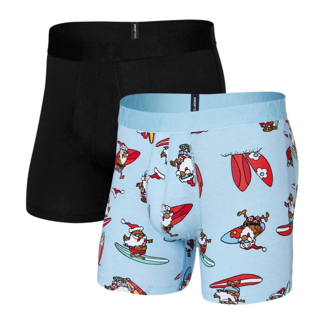 Saxx Droptemp Cooling Cotton Boxer Brief | 2 Pack (Surf's Up + Black) 1 Saxx Droptemp Cooling Cotton Boxer Brief | 2 Pack (Surf's Up + Black)