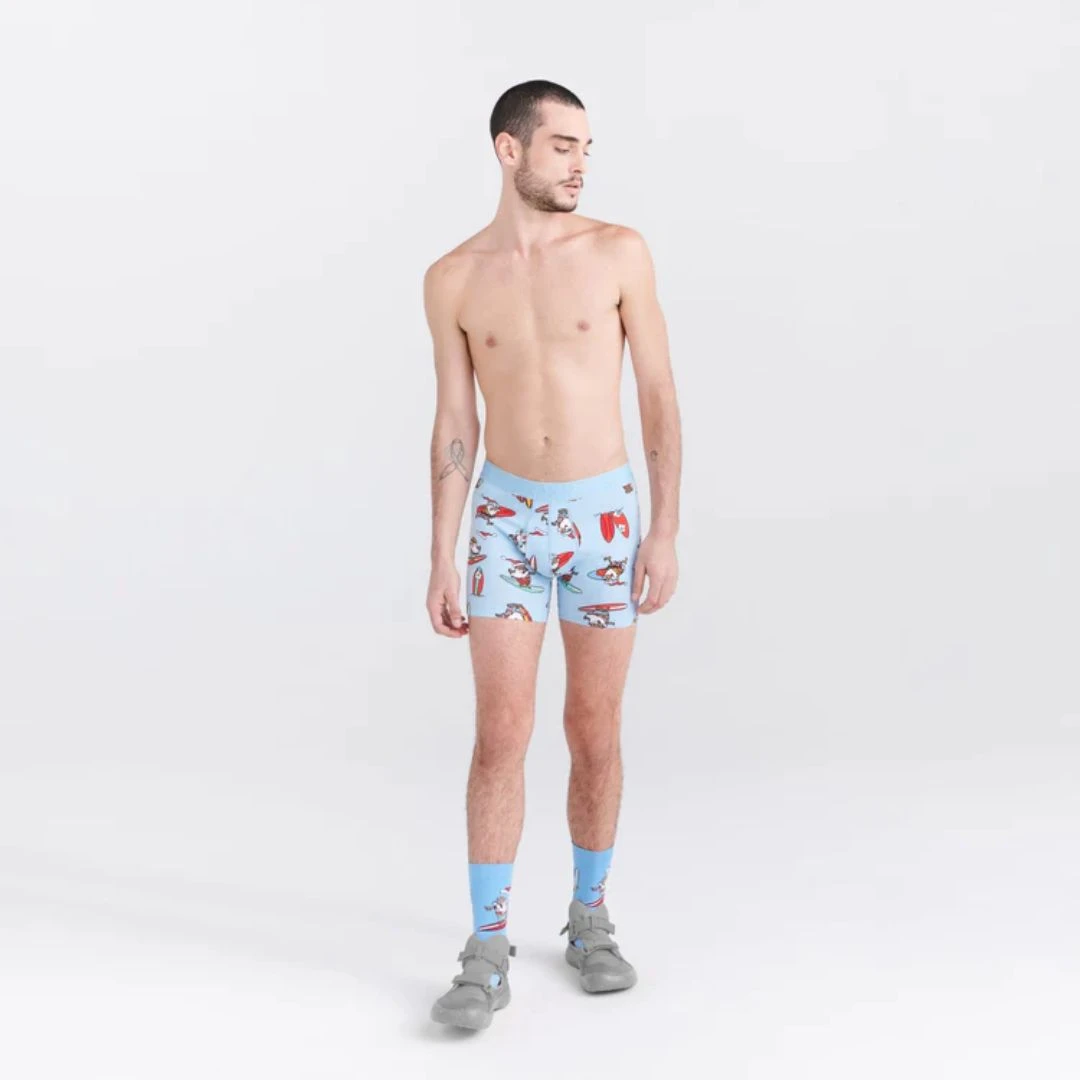 Saxx Droptemp Cooling Cotton Boxer Brief | 2 Pack (Surf's Up + Black) 2 Saxx Droptemp Cooling Cotton Boxer Brief | 2 Pack (Surf's Up + Black) - Image 2