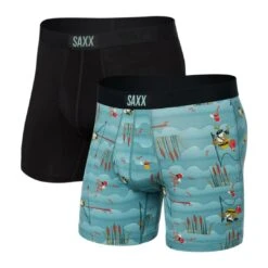 Saxx Ultra Super Soft Boxer Brief Fly 2PK (Gone Fishing + Black)