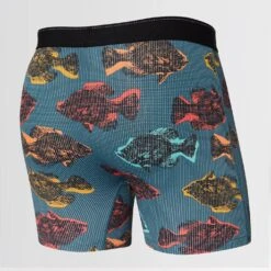 Saxx Quest Boxer Brief Fly (Shadow Fish - Storm Blue) -Saxx Comfort Sales fishback