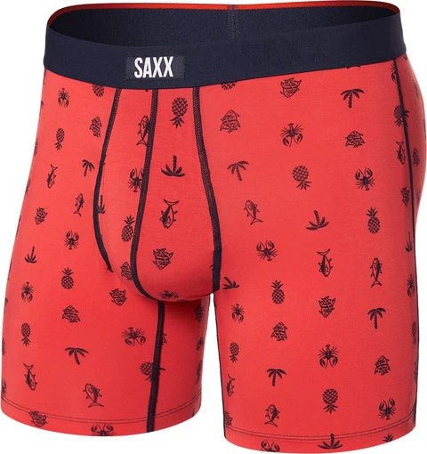 Saxx Vibe Xtra Soft Comfort Boxer Brief - Summer Catch Coral - Red