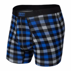 Saxx Vibe Boxer Brief - Blue Flannel Check