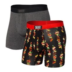 Saxx Vibe Boxer Brief | 2 Pack (Stacked + Graphite Heather)